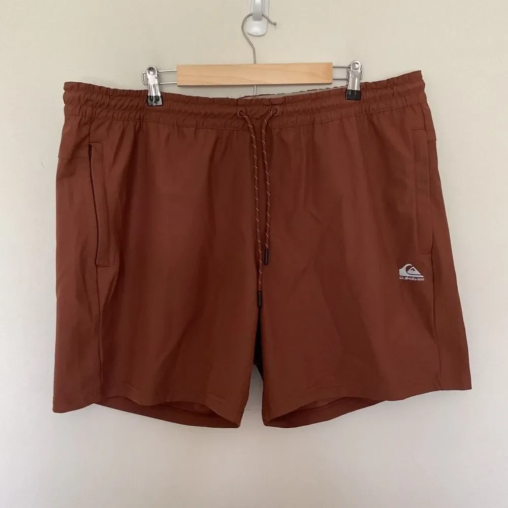 Quiksilver Mens Sz XXL Stretch Comfort Dry Flight Shorts Regular Fit Brown Beach